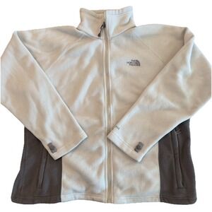 The North Face Womens TKA 200 Fleece Jacket Full Zip White Gray XL